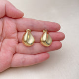 Oro Laminado Stud Earring, Gold Filled Style Teardrop Design, Polished, Golden Finish