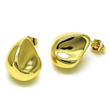 Oro Laminado Stud Earring, Gold Filled Style Teardrop Design, Polished, Golden Finish