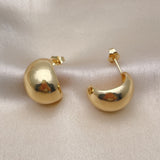 Oro Laminado Stud Earring, Gold Filled Style Polished, Golden Finish