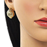 Oro Laminado Stud Earring, Gold Filled Style Polished, Golden Finish