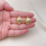 Oro Laminado Stud Earring, Gold Filled Style Polished, Golden Finish