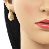 Oro Laminado Stud Earring, Gold Filled Style Teardrop Design, Polished, Golden Finish