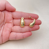 Oro Laminado Stud Earring, Gold Filled Style Teardrop Design, Polished, Golden Finish