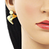 Oro Laminado Stud Earring, Gold Filled Style Polished, Golden Finish