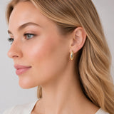 Oro Laminado Stud Earring, Gold Filled Style Polished, Golden Finish