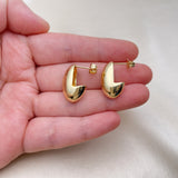 Oro Laminado Stud Earring, Gold Filled Style Polished, Golden Finish