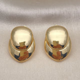 Oro Laminado Stud Earring, Gold Filled Style Leaf Design, Polished, Golden Finish