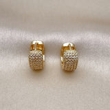 Oro Laminado Huggie Hoop, Gold Filled Style Cluster Design, with White Micro Pave, Polished, Golden Finish