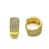 Oro Laminado Huggie Hoop, Gold Filled Style Cluster Design, with White Micro Pave, Polished, Golden Finish