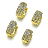Oro Laminado Huggie Hoop, Gold Filled Style Cluster Design, with White Micro Pave, Polished, Golden Finish