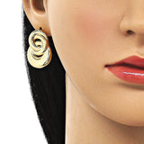 Oro Laminado Stud Earring, Gold Filled Style Infinite Design, Polished, Golden Finish