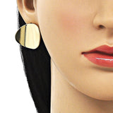 Oro Laminado Stud Earring, Gold Filled Style Polished, Golden Finish