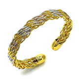 Oro Laminado Individual Bangle, Gold Filled Style Twist Design, Polished, Tricolor