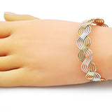 Oro Laminado Individual Bangle, Gold Filled Style Twist Design, Polished, Tricolor