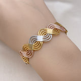 Oro Laminado Individual Bangle, Gold Filled Style Twist Design, Polished, Tricolor