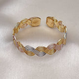Oro Laminado Individual Bangle, Gold Filled Style Twist Design, Polished, Tricolor
