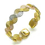 Oro Laminado Individual Bangle, Gold Filled Style Twist Design, Polished, Tricolor