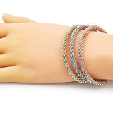 Oro Laminado Trio Bangle, Gold Filled Style Twist and Rope Design, Polished, Tricolor