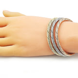 Oro Laminado Trio Bangle, Gold Filled Style Twist Design, Polished, Tricolor