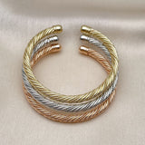 Oro Laminado Trio Bangle, Gold Filled Style Twist Design, Polished, Tricolor