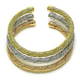 Oro Laminado Trio Bangle, Gold Filled Style Twist Design, Polished, Tricolor