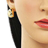 Oro Laminado Stud Earring, Gold Filled Style Polished, Golden Finish