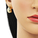 Oro Laminado Stud Earring, Gold Filled Style Polished, Golden Finish