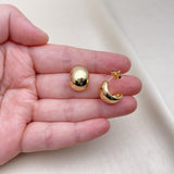 Oro Laminado Stud Earring, Gold Filled Style Polished, Golden Finish