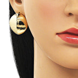 Oro Laminado Stud Earring, Gold Filled Style Polished, Golden Finish