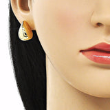 Oro Laminado Stud Earring, Gold Filled Style Teardrop Design, Polished, Golden Finish