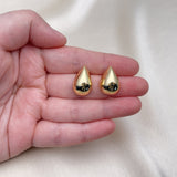Oro Laminado Stud Earring, Gold Filled Style Teardrop Design, Polished, Golden Finish