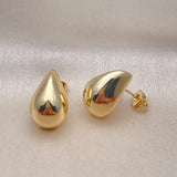 Oro Laminado Stud Earring, Gold Filled Style Teardrop Design, Polished, Golden Finish