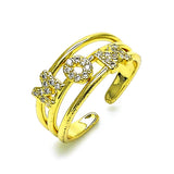 Oro Laminado Multi Stone Ring, Gold Filled Style Mom Design, with White Micro Pave, Polished, Golden Finish