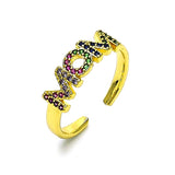 Oro Laminado Multi Stone Ring, Gold Filled Style Mom Design, with Multicolor Micro Pave, Polished, Golden Finish