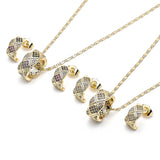 Oro Laminado Earring and Pendant Adult Set, Gold Filled Style with Multicolor Micro Pave, Polished, Golden Finish