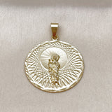 Oro Laminado Religious Pendant, Gold Filled Style San Judas Design, Diamond Cutting Finish, Golden Finish
