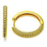 Oro Laminado Huggie Hoop, Gold Filled Style with White Cubic Zirconia, Polished, Golden Finish