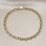 Oro Laminado Fancy Anklet, Gold Filled Style Puff Mariner Design, Polished, Golden Finish