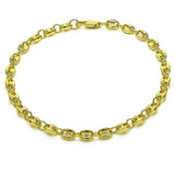 Oro Laminado Fancy Anklet, Gold Filled Style Puff Mariner Design, Polished, Golden Finish