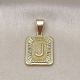 Oro Laminado Fancy Pendant, Gold Filled Style Initials Design, Diamond Cutting Finish, Golden Finish
