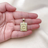 Oro Laminado Fancy Pendant, Gold Filled Style Initials Design, Diamond Cutting Finish, Golden Finish