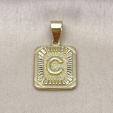 Oro Laminado Fancy Pendant, Gold Filled Style Initials Design, Diamond Cutting Finish, Golden Finish