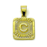 Oro Laminado Fancy Pendant, Gold Filled Style Initials Design, Diamond Cutting Finish, Golden Finish
