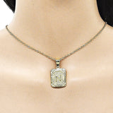 Oro Laminado Fancy Pendant, Gold Filled Style Initials Design, Diamond Cutting Finish, Golden Finish