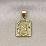 Oro Laminado Fancy Pendant, Gold Filled Style Initials Design, Diamond Cutting Finish, Golden Finish