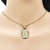 Oro Laminado Fancy Pendant, Gold Filled Style Initials Design, Diamond Cutting Finish, Golden Finish