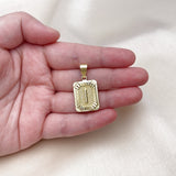 Oro Laminado Fancy Pendant, Gold Filled Style Initials Design, Diamond Cutting Finish, Golden Finish
