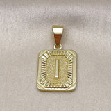 Oro Laminado Fancy Pendant, Gold Filled Style Initials Design, Diamond Cutting Finish, Golden Finish