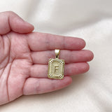 Oro Laminado Fancy Pendant, Gold Filled Style Initials Design, Diamond Cutting Finish, Golden Finish