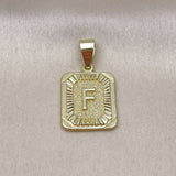 Oro Laminado Fancy Pendant, Gold Filled Style Initials Design, Diamond Cutting Finish, Golden Finish